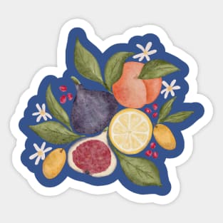 Hand painted watercolor vintage style fruits and leaves arrangement Sticker